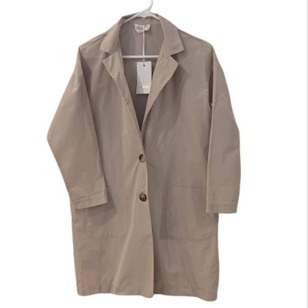 💶€ 100 CLASS ITALY Lightweight Coat Jacket Trench Coat sz Medium Beige Grey